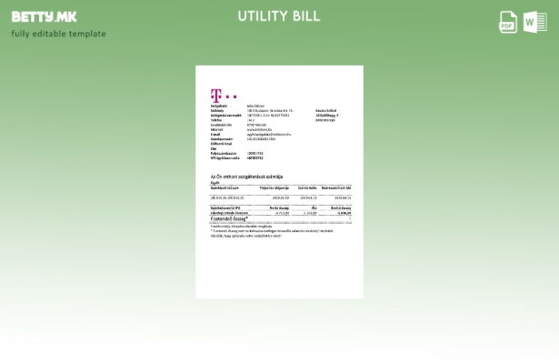 модерен стил Унгарија Magyartel шаблон за комунални сметки